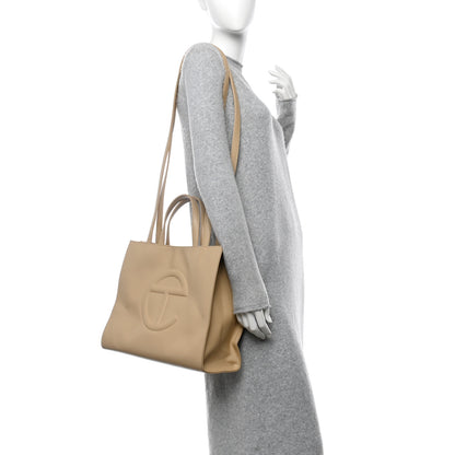 Telfar Vegan Leather Medium Shopping Bag Cream 2 of 15