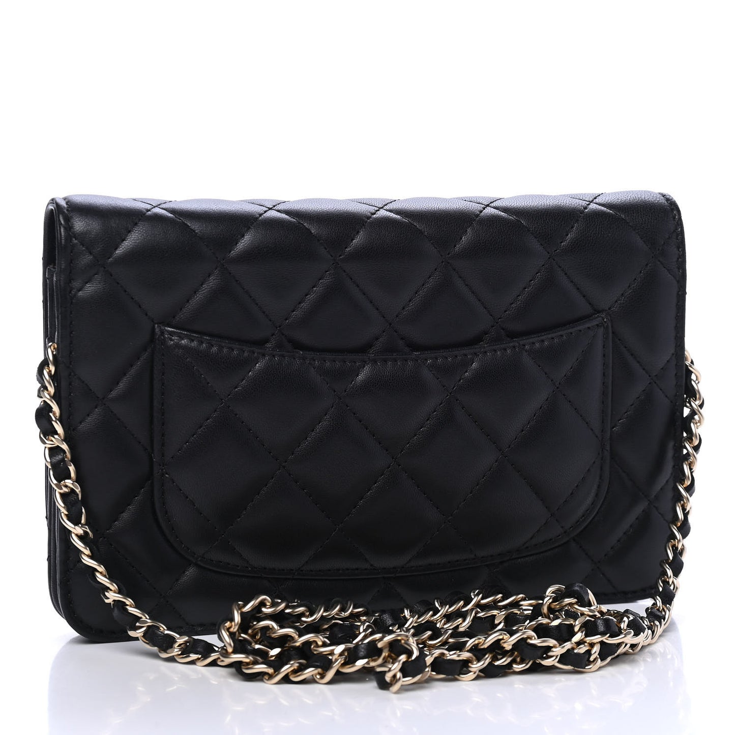 Lambskin Quilted Wallet On Chain WOC Black