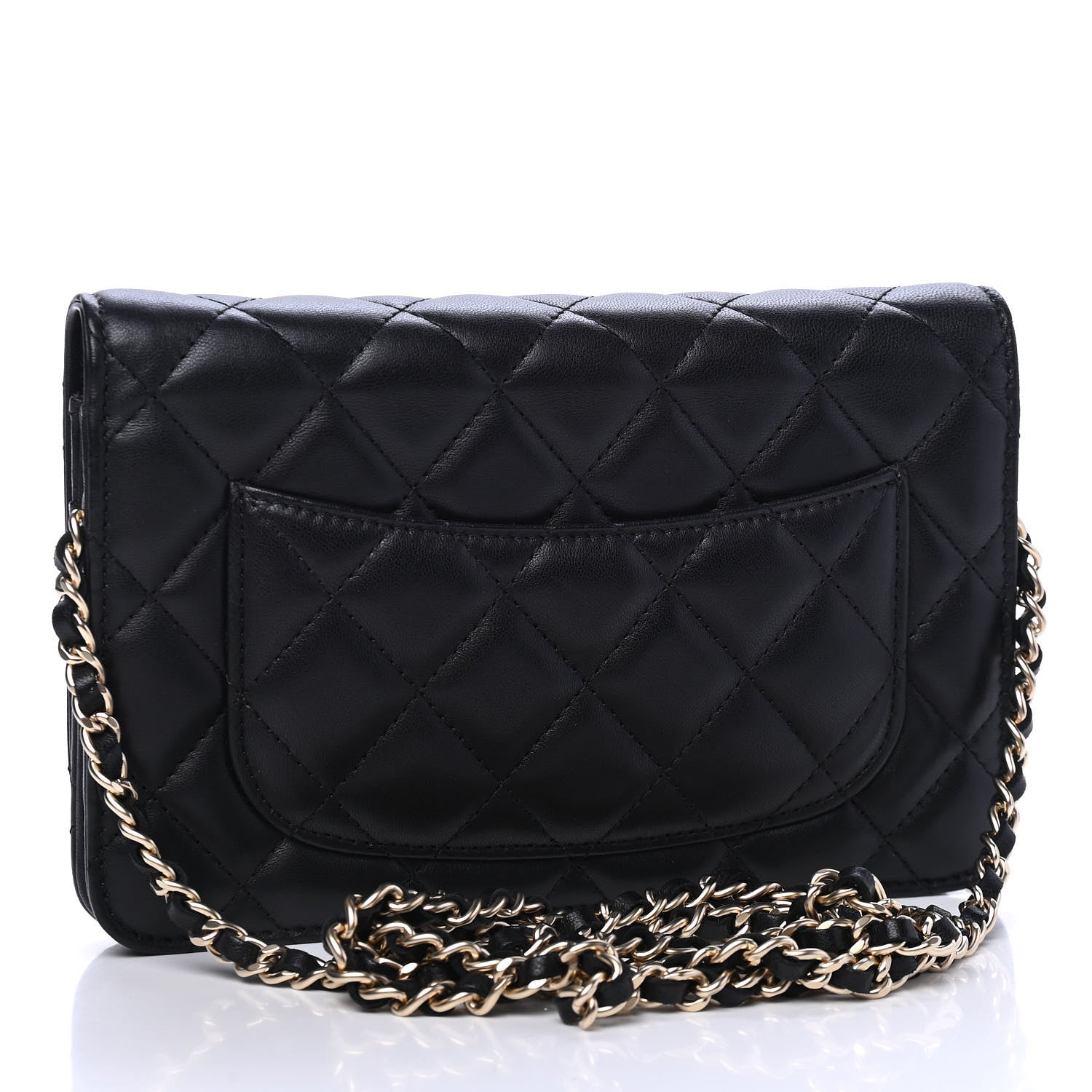 Chanel Lambskin Quilted Wallet On Chain WOC Black 2 of 6
