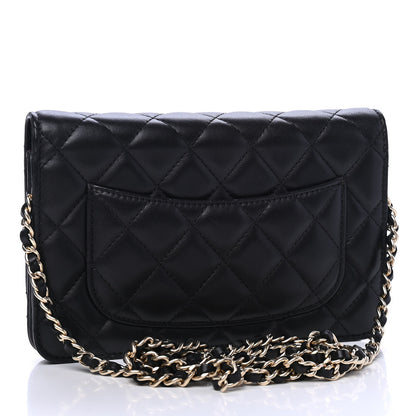 Chanel Lambskin Quilted Wallet On Chain WOC Black 2 of 6