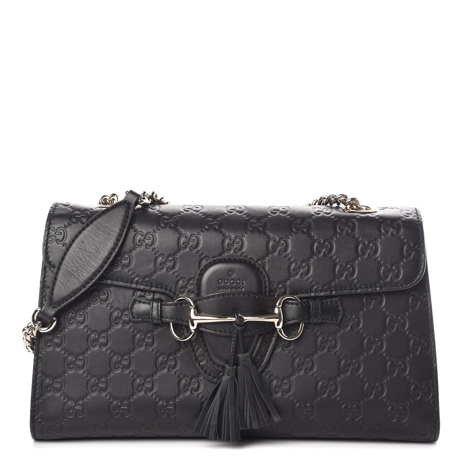 Gucci Guccissima Medium Emily Chain Shoulder Bag Black 1 of 12