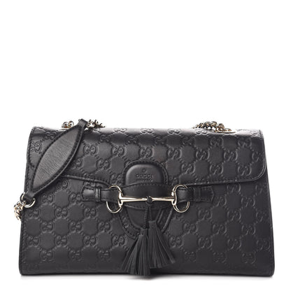 Gucci Guccissima Medium Emily Chain Shoulder Bag Black 1 of 12