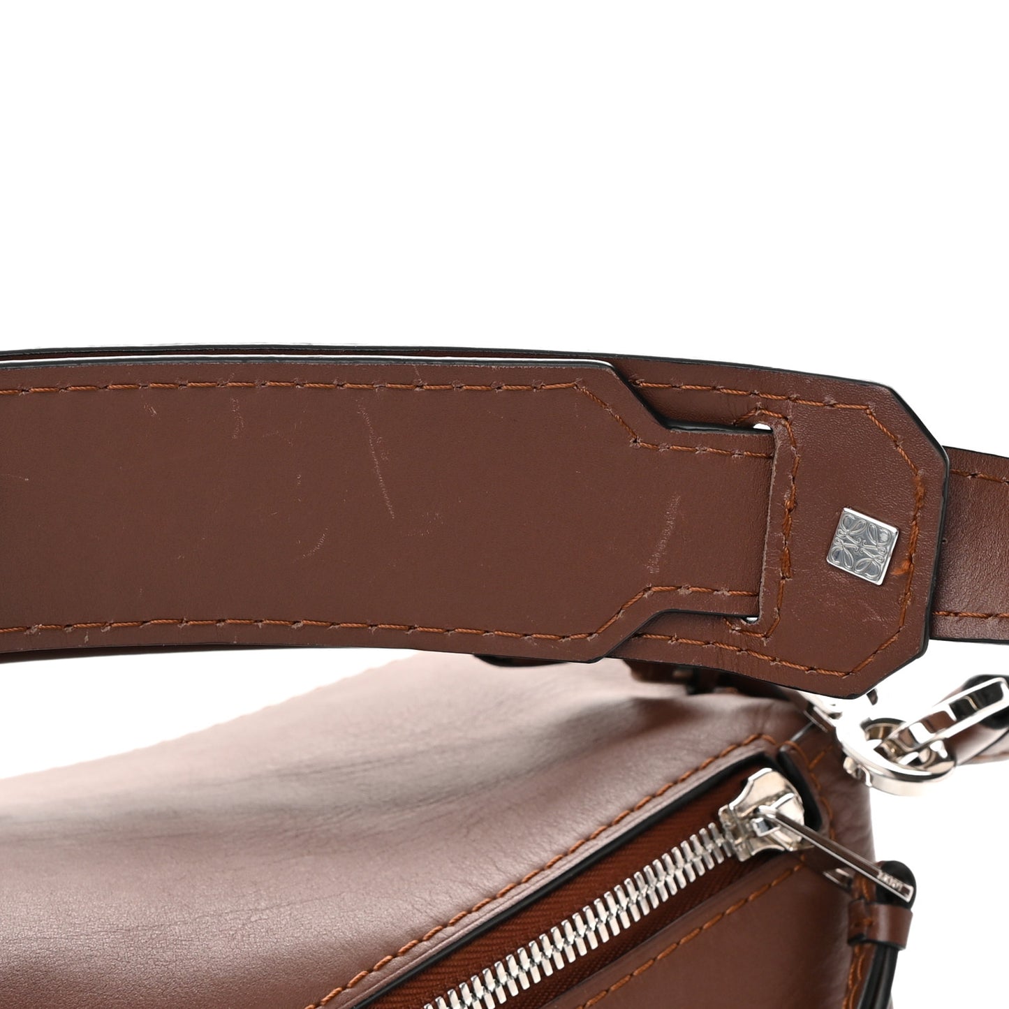 Calfskin Large Puzzle Edge Bag Brown