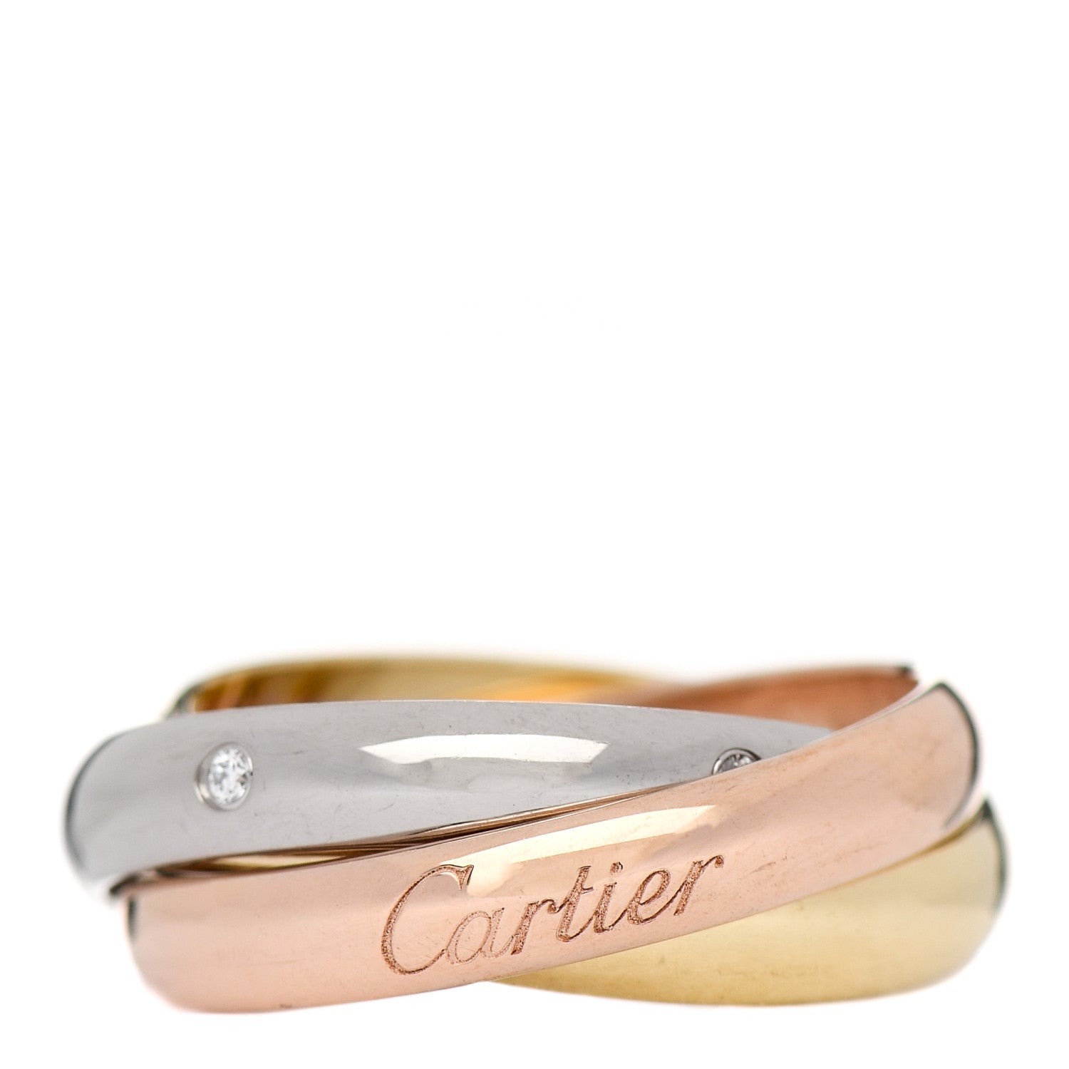 Cartier 18K Pink Yellow White Gold Diamond Trinity Ring 53 6.25 1 of 5