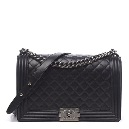 Chanel Metallic Calfskin Quilted New Medium Boy Flap Black 1 of 11