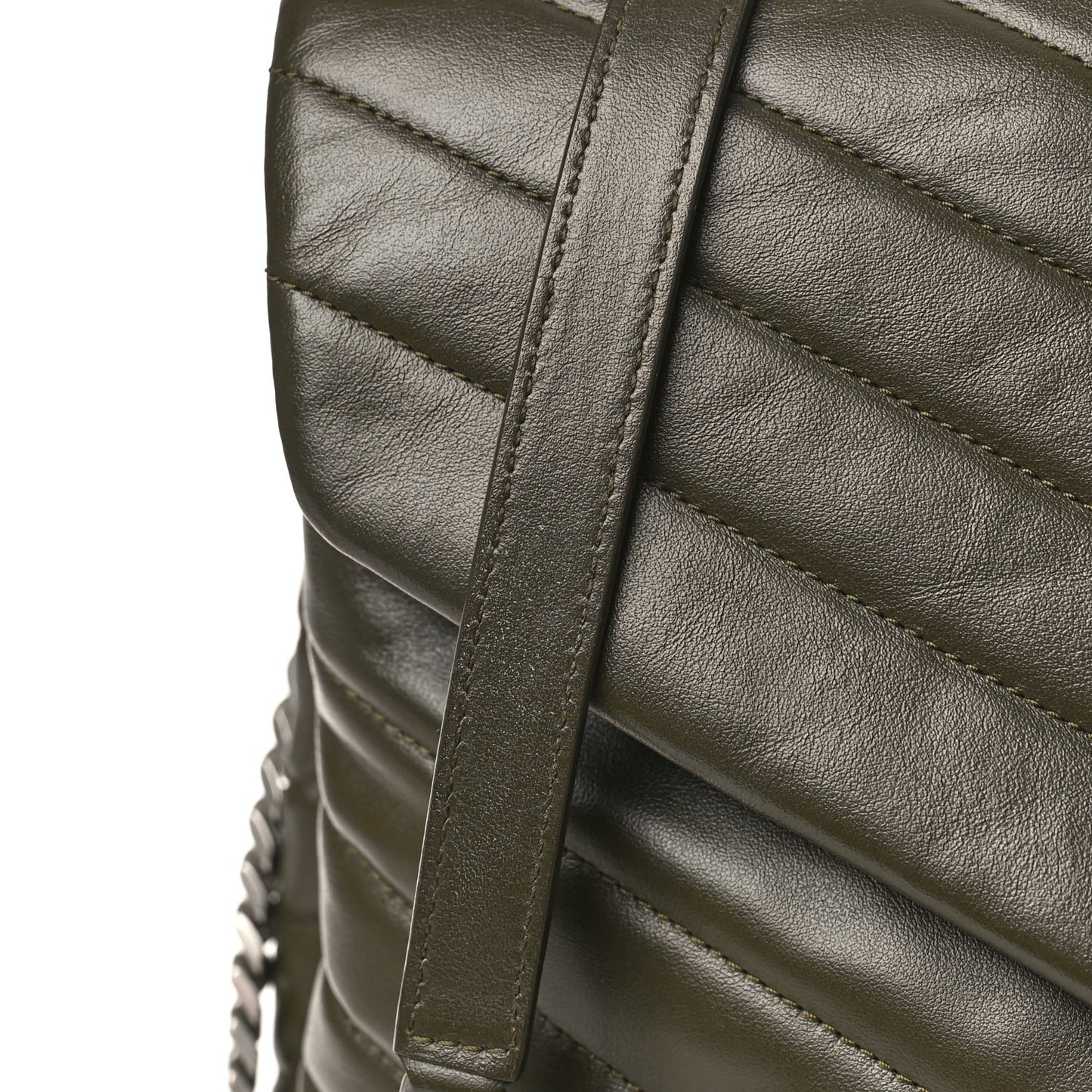 Calfskin Y Quilted Monogram Large Loulou Chain Satchel Kaki Fonce