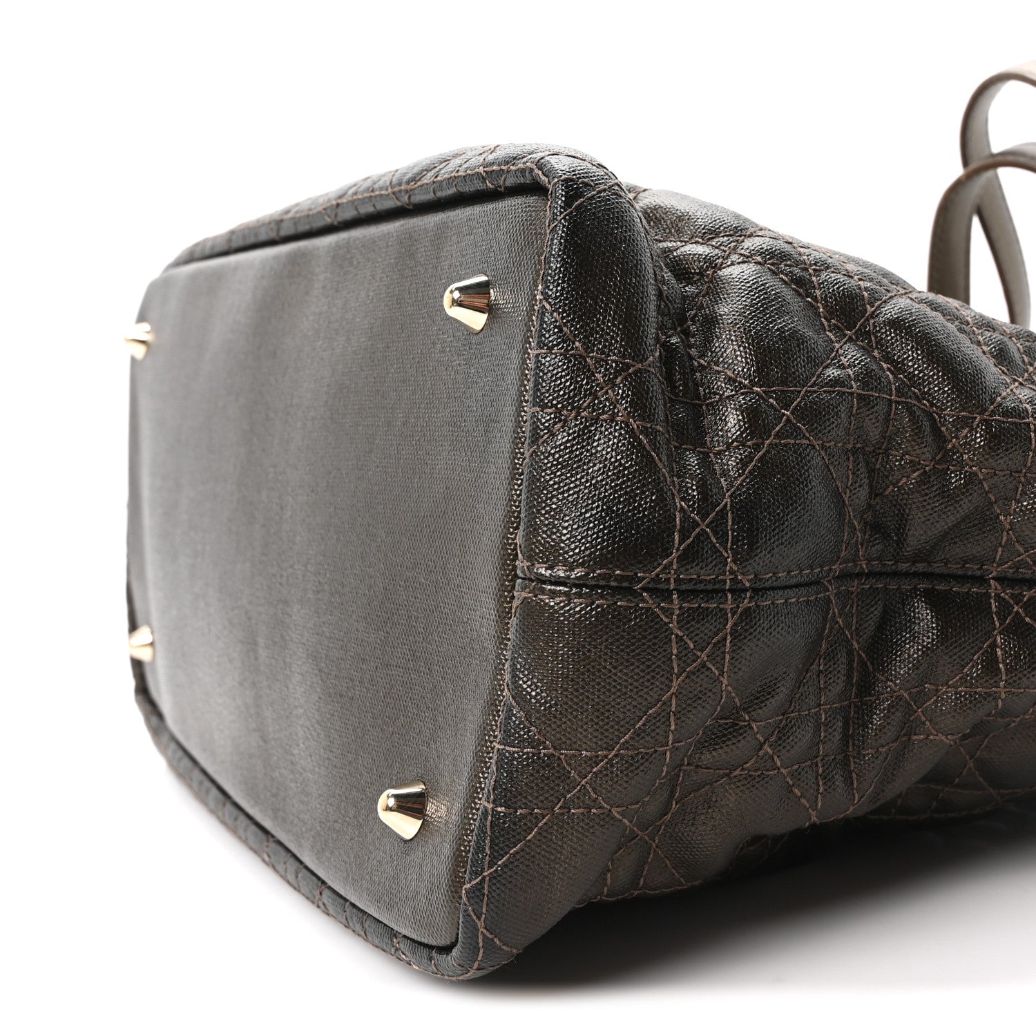 Christian Dior Coated Canvas Cannage Small Panarea Tote Bronze 10 of 10