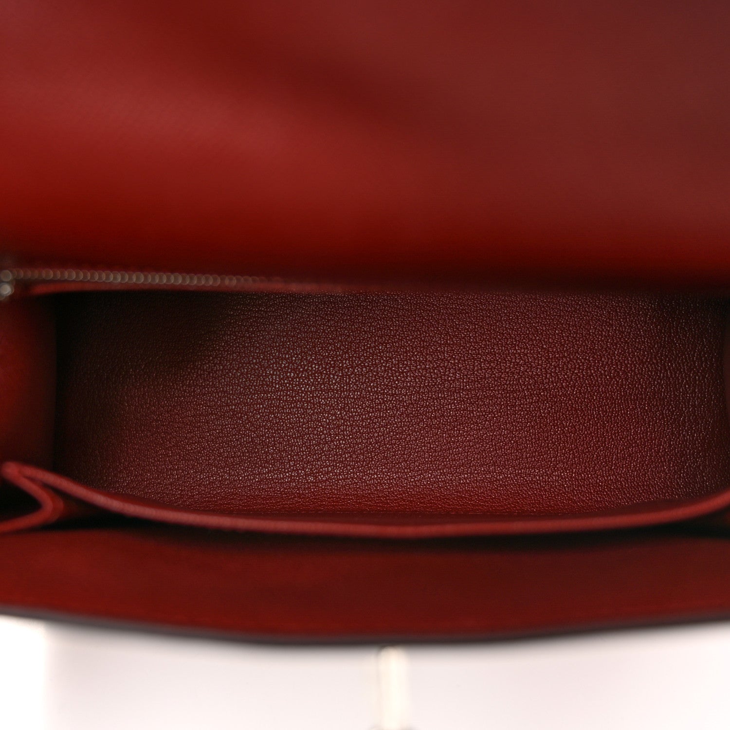 Hermes Madame Calfskin Shiny Niloticus Crocodile Kelly Sellier Touch 25 Rouge H Terre 5 of 14