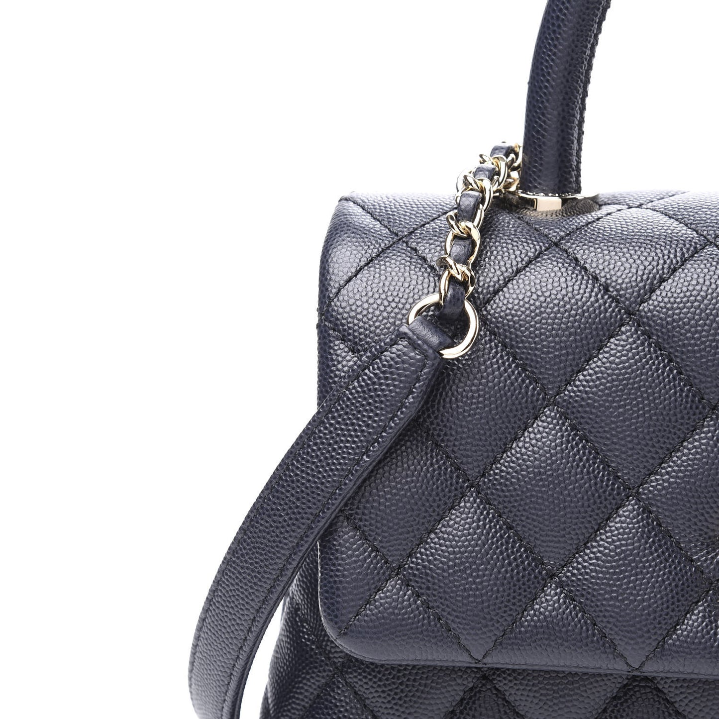 Caviar Quilted Mini Coco Handle Flap Navy Blue