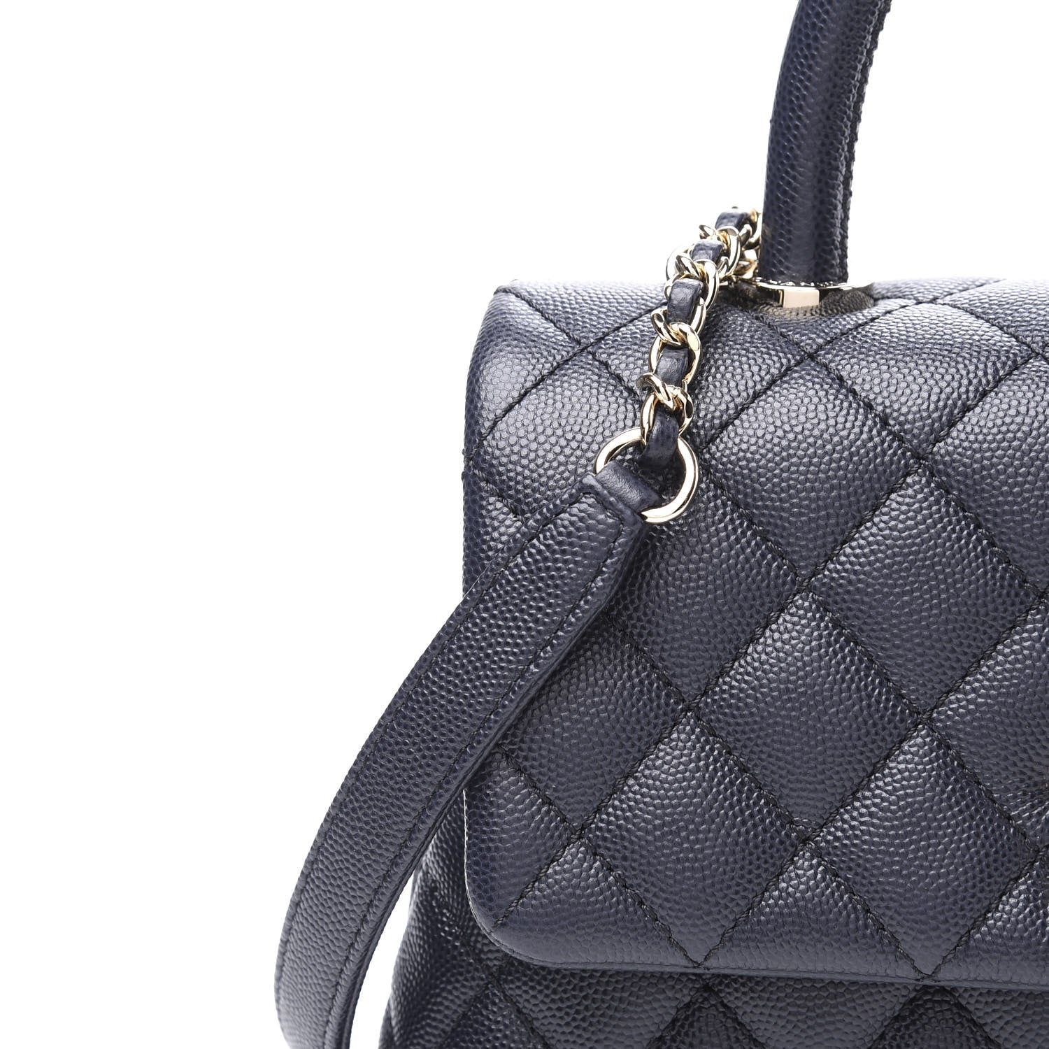 Chanel Caviar Quilted Mini Coco Handle Flap Navy Blue 10 of 11