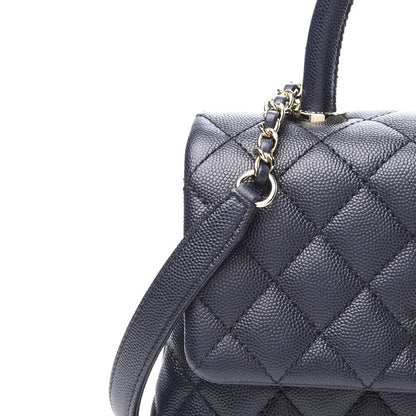 Chanel Caviar Quilted Mini Coco Handle Flap Navy Blue 10 of 11