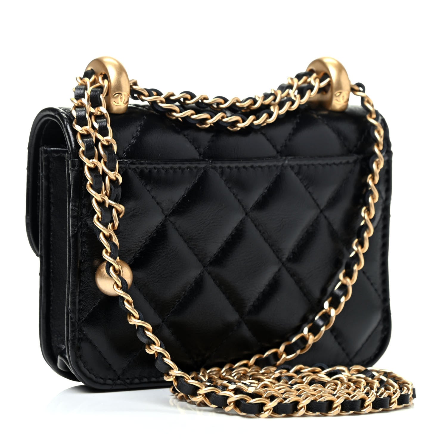 Chanel Calfskin Quilted Perfect Fit Coin Purse With Chain Black 2 of 4