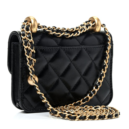 Chanel Calfskin Quilted Perfect Fit Coin Purse With Chain Black 2 of 4