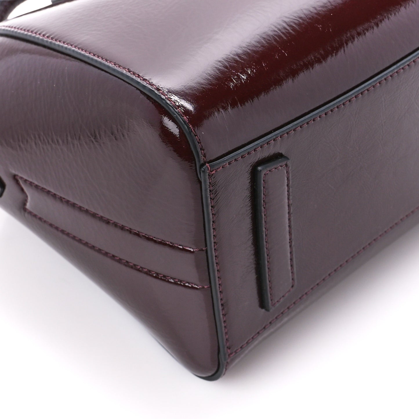 Crinkled Patent Calfskin Mini Antigona Aubergine