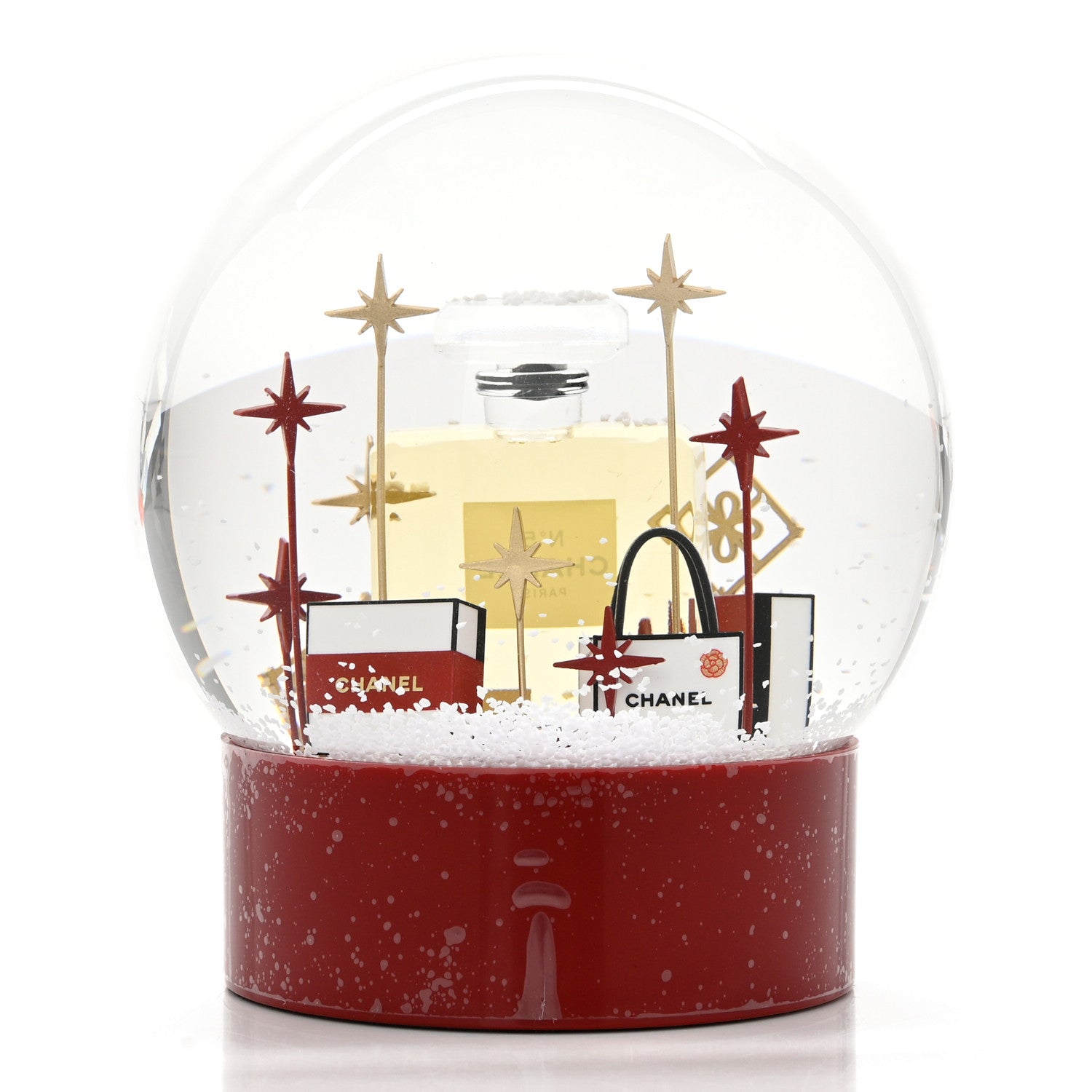 Chanel Glass N°5 Perfume Bottle Snow Globe Red 4 of 6