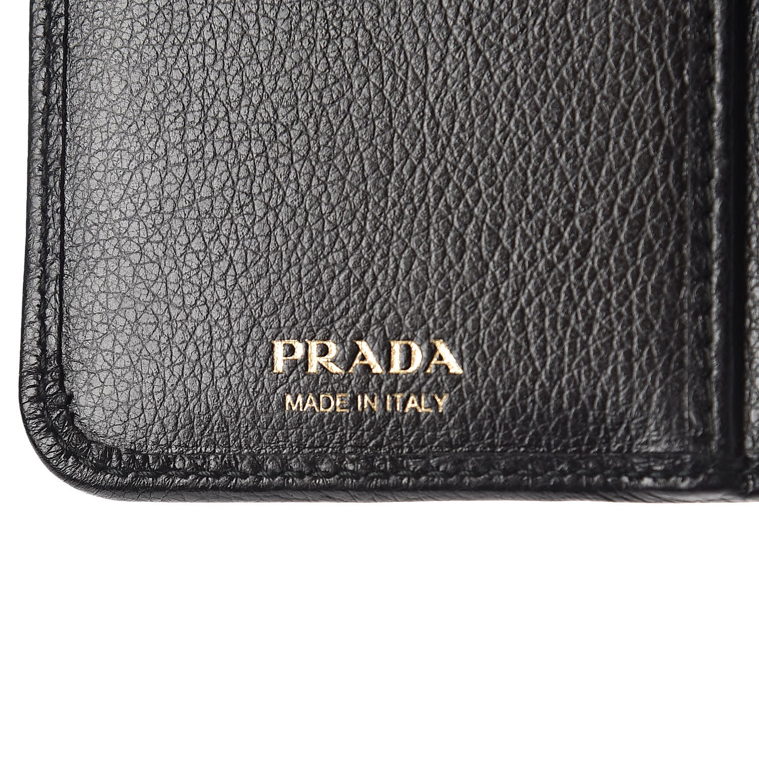 Prada Glace Calfskin Compact Triangle Wallet Black 7 of 7