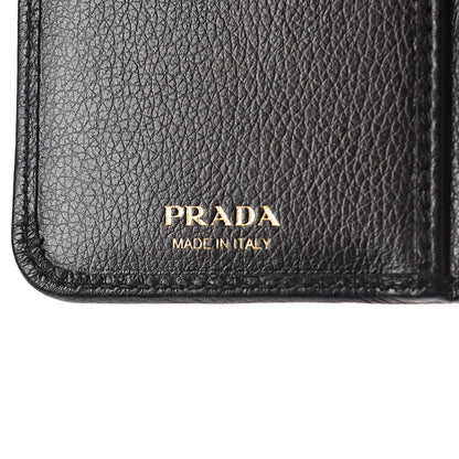 Prada Glace Calfskin Compact Triangle Wallet Black 7 of 7