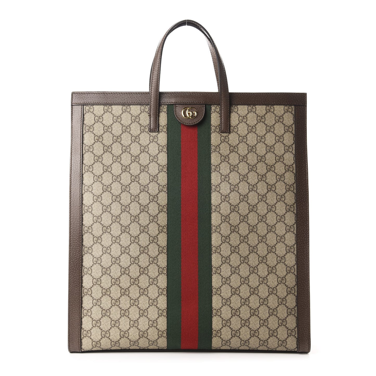 GG Supreme Monogram Web Ophidia Vertical Tote Brown