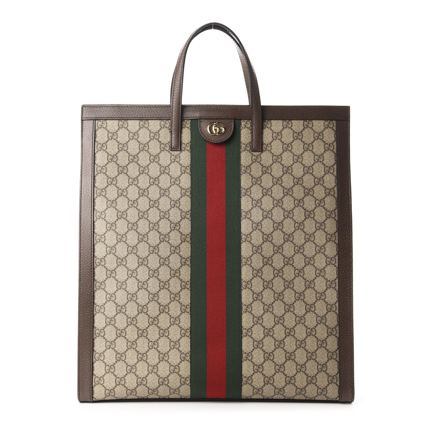 Gucci GG Supreme Monogram Web Ophidia Vertical Tote Brown 1 of 10