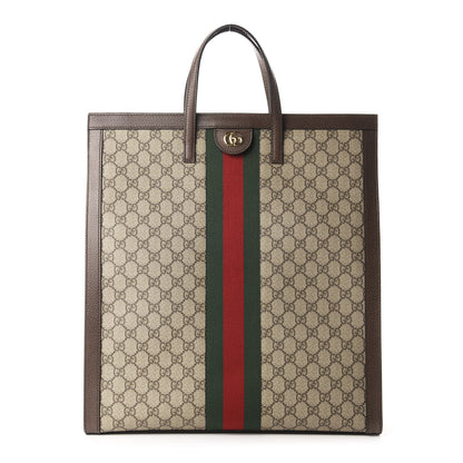 Gucci GG Supreme Monogram Web Ophidia Vertical Tote Brown 1 of 10