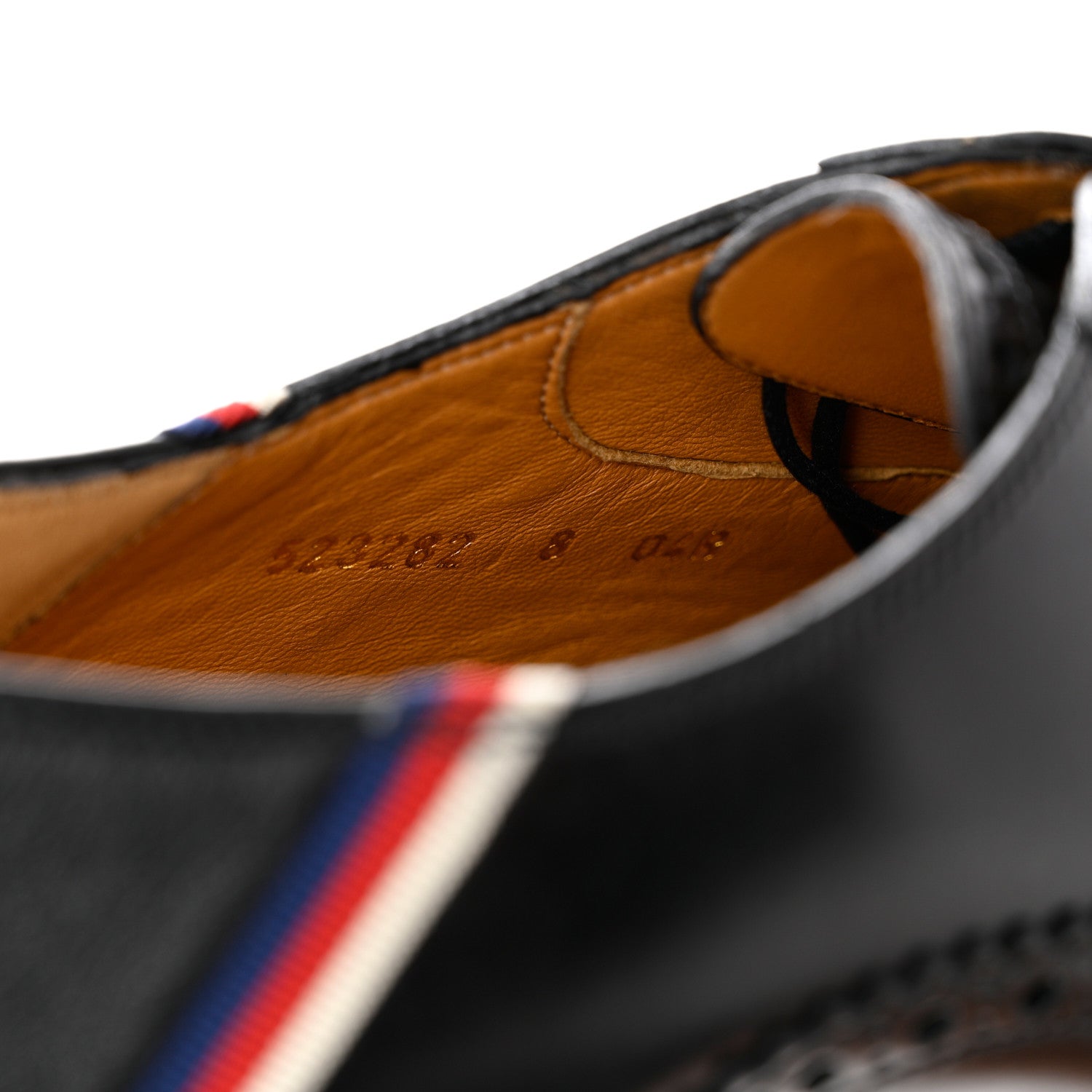 Gucci Calfskin Miro Soft Web Mens Spirit Wingtip Oxfords 8 Black 6 of 9