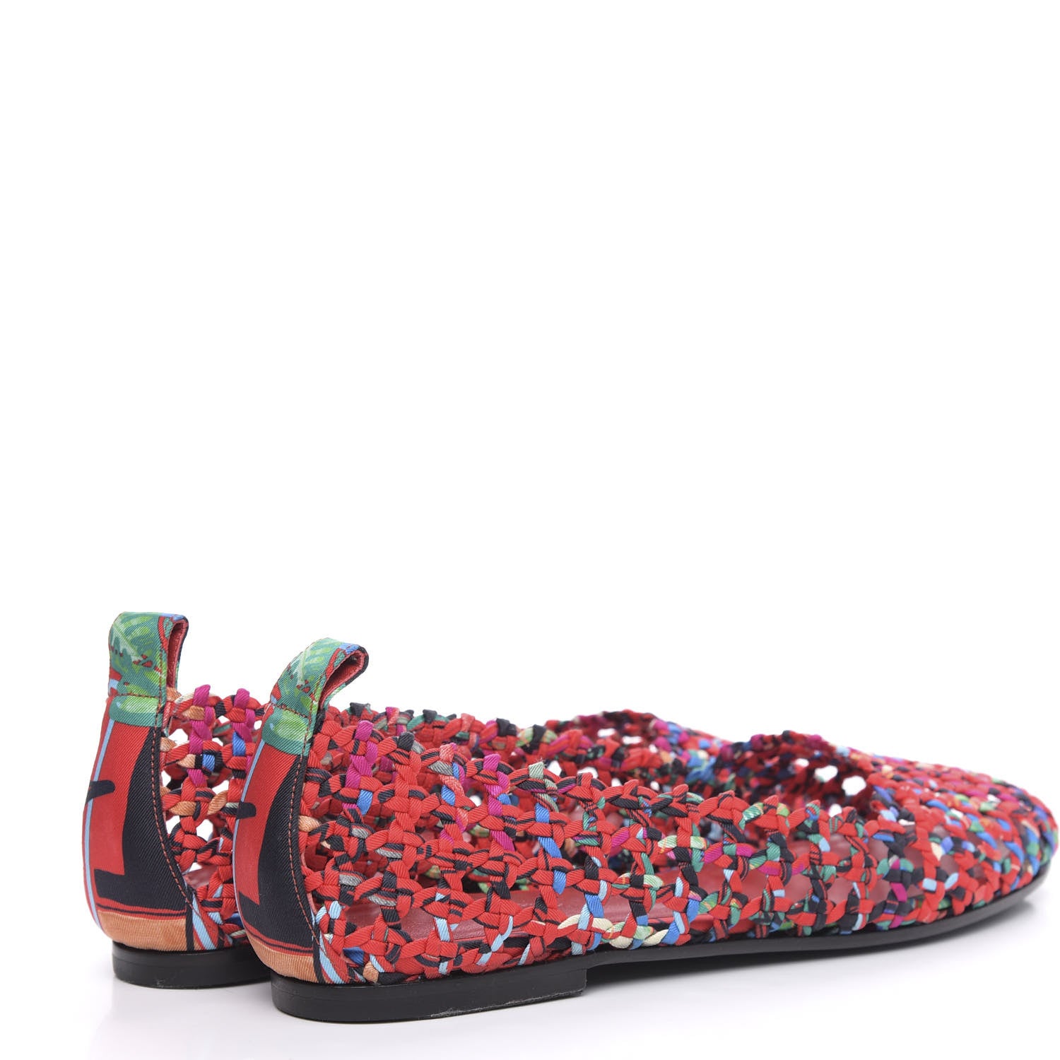 Hermes Printed Silk Braided Minorque Ballerina Flats 39.5 Multicolor 4 of 8