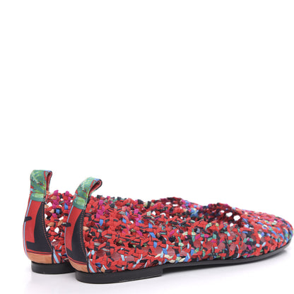 Hermes Printed Silk Braided Minorque Ballerina Flats 39.5 Multicolor 4 of 8
