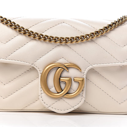 Gucci Calfskin Matelasse Super Mini GG Marmont Shoulder Bag White 10 of 10