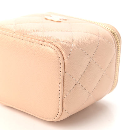 Chanel Iridescent Caviar Quilted Mini Pearl On Top Vanity Case With Chain Beige 7 of 11