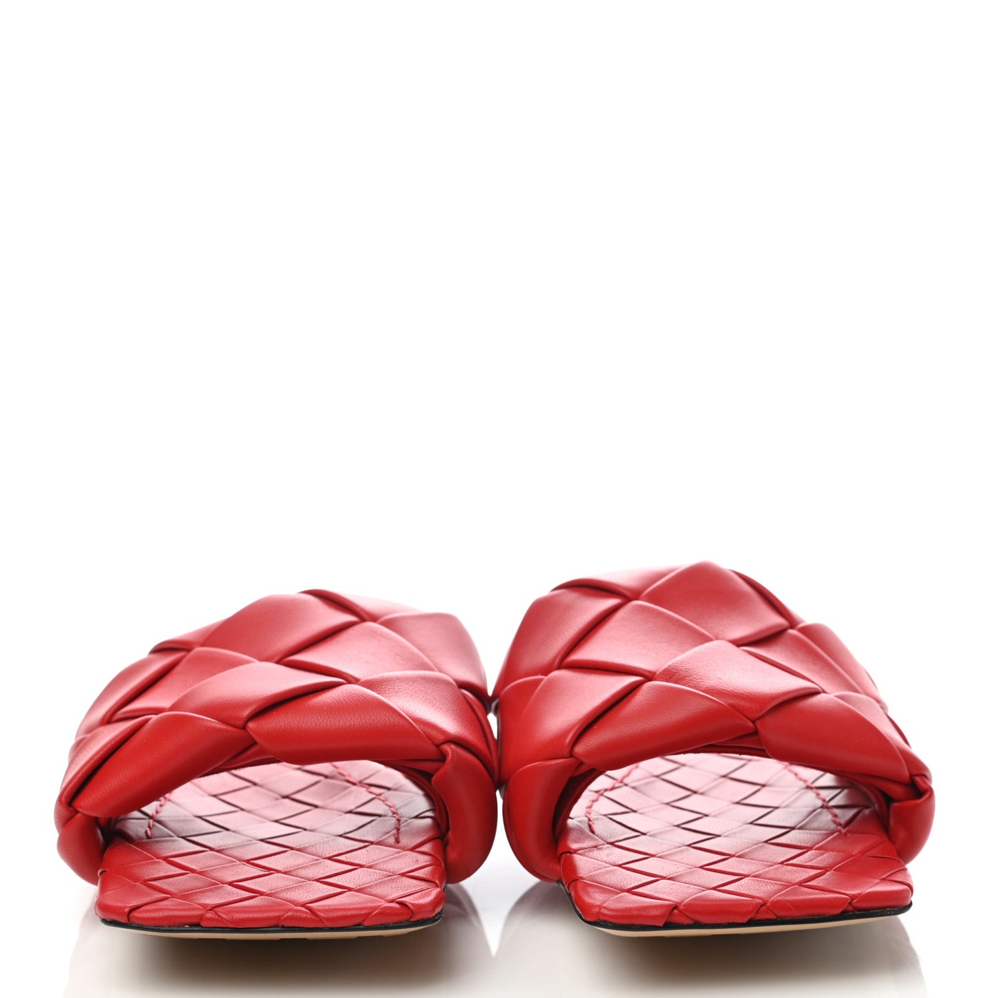 Nappa Maxi Intrecciato Lido Flat Sandals 37 Bright Red