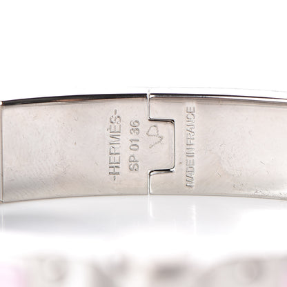 Hermes Enamel Charniere Uni Narrow Hinged Bracelet M Rose Dragee 4 of 4
