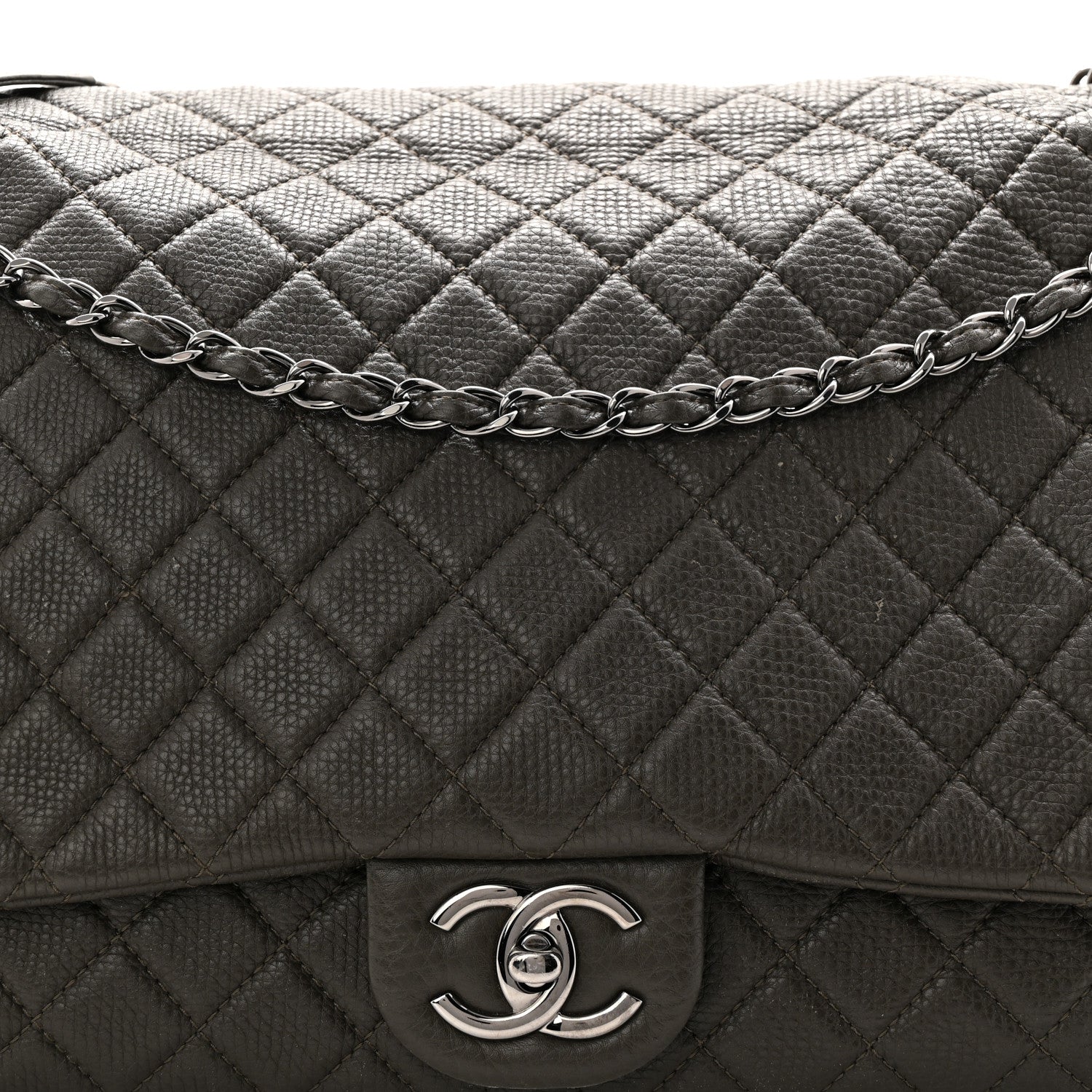 Chanel Calfskin Quilted XXL Travel Flap Bag Khaki 8 of 12