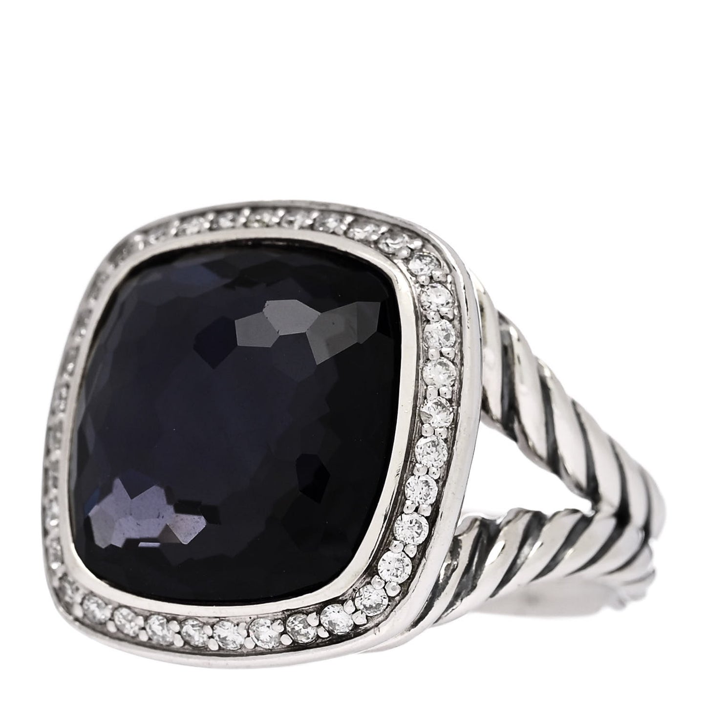 Sterling Silver Diamond Black Orchid 14mm Albion Ring 52 6