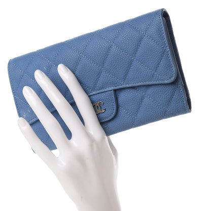 Chanel Iridescent Caviar Quilted Large Flap Wallet Blue 2 of 12