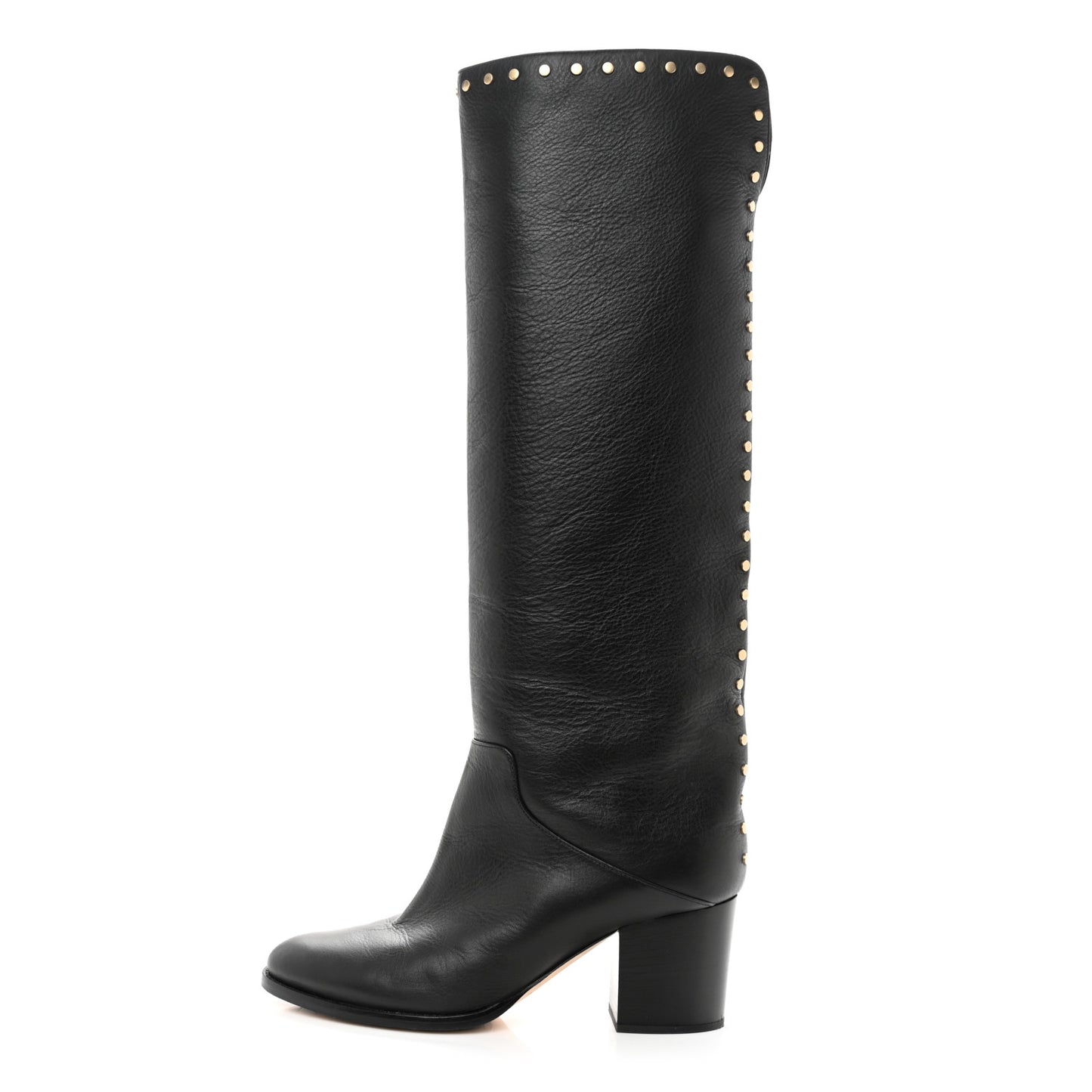 Calfskin Studded Monroe 65 Knee High Boots 38 Black