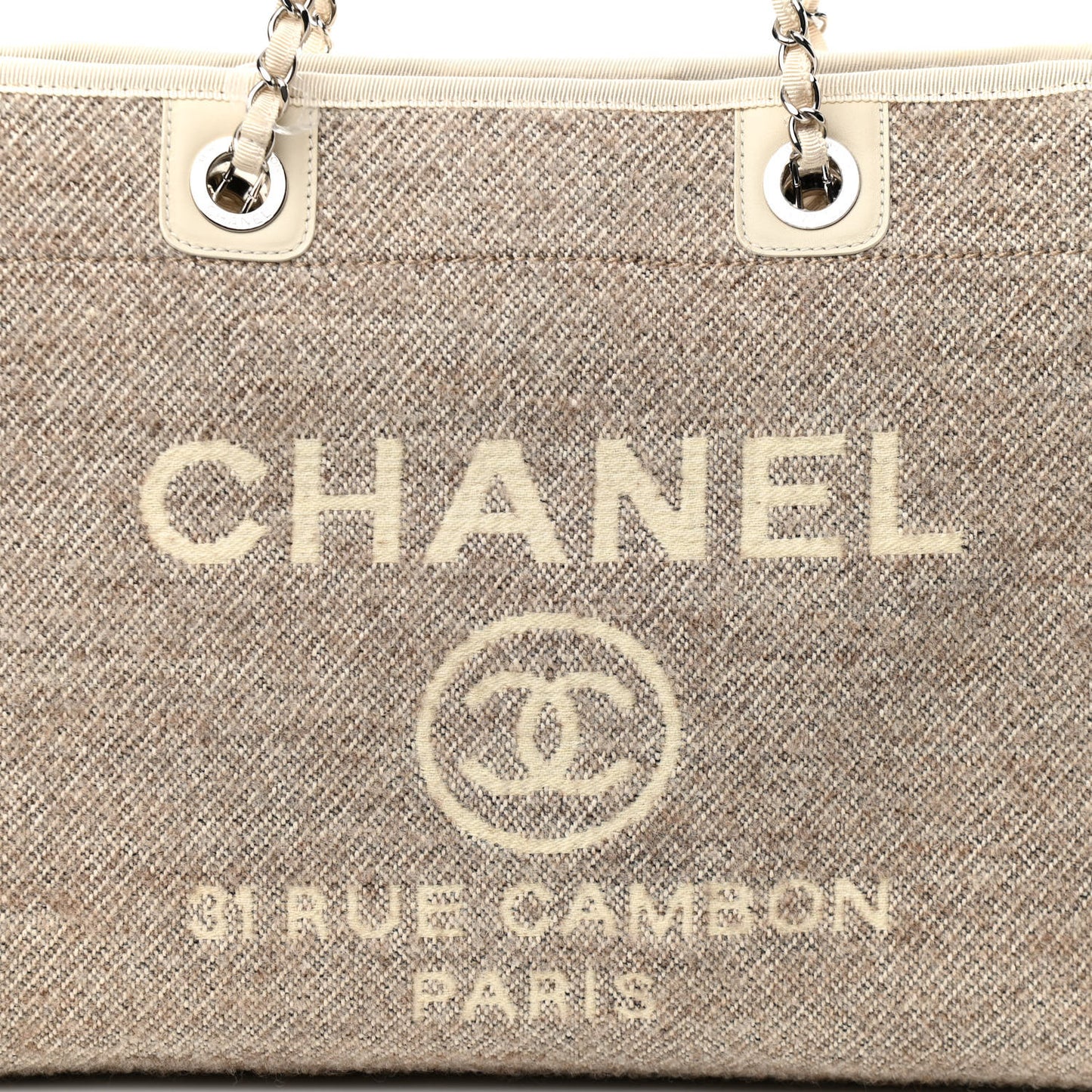 Mixed Fibers Calfskin Small Deauville Tote Light Grey