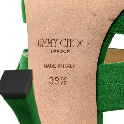 Jimmy Choo Suede Crystal Marta 90 Mules 39.5 Malachite 7 of 10