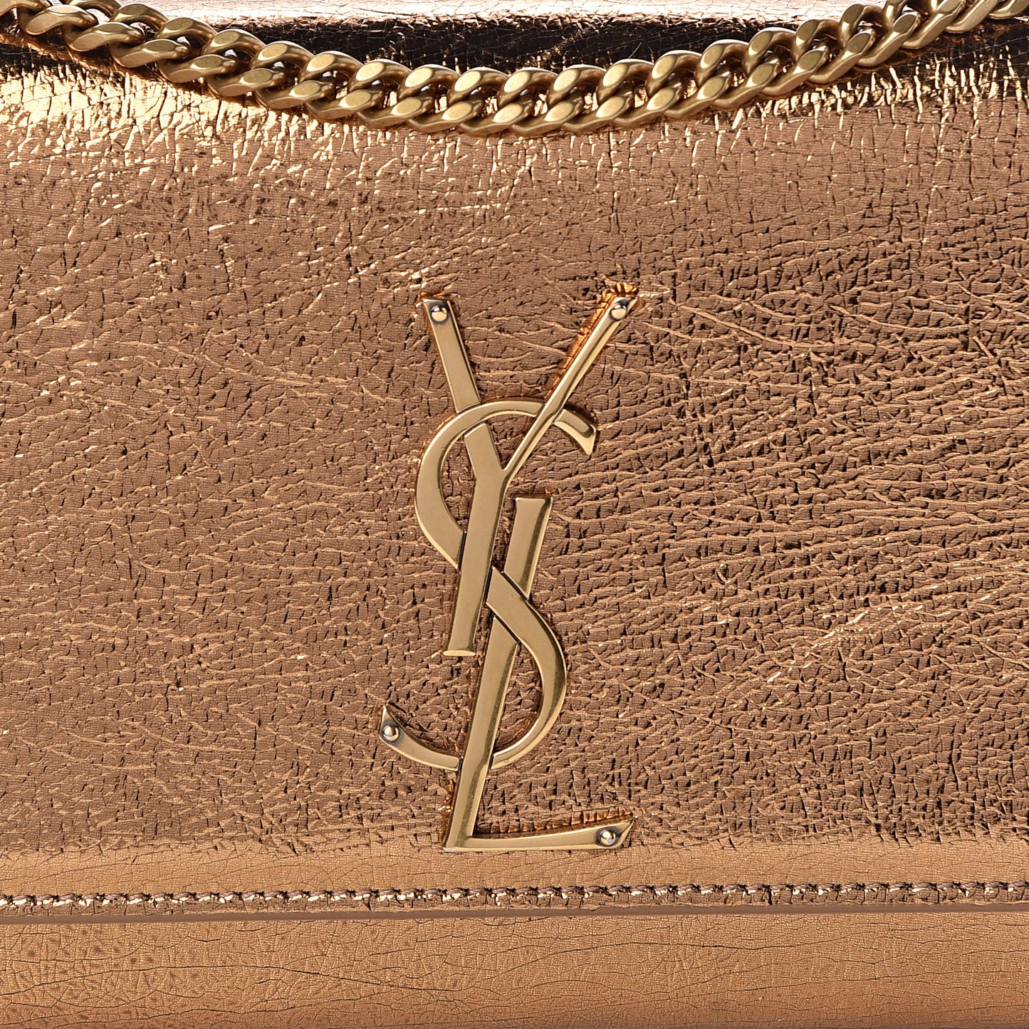 Metallic Calfskin Small Classic Monogram Kate Satchel Bronze
