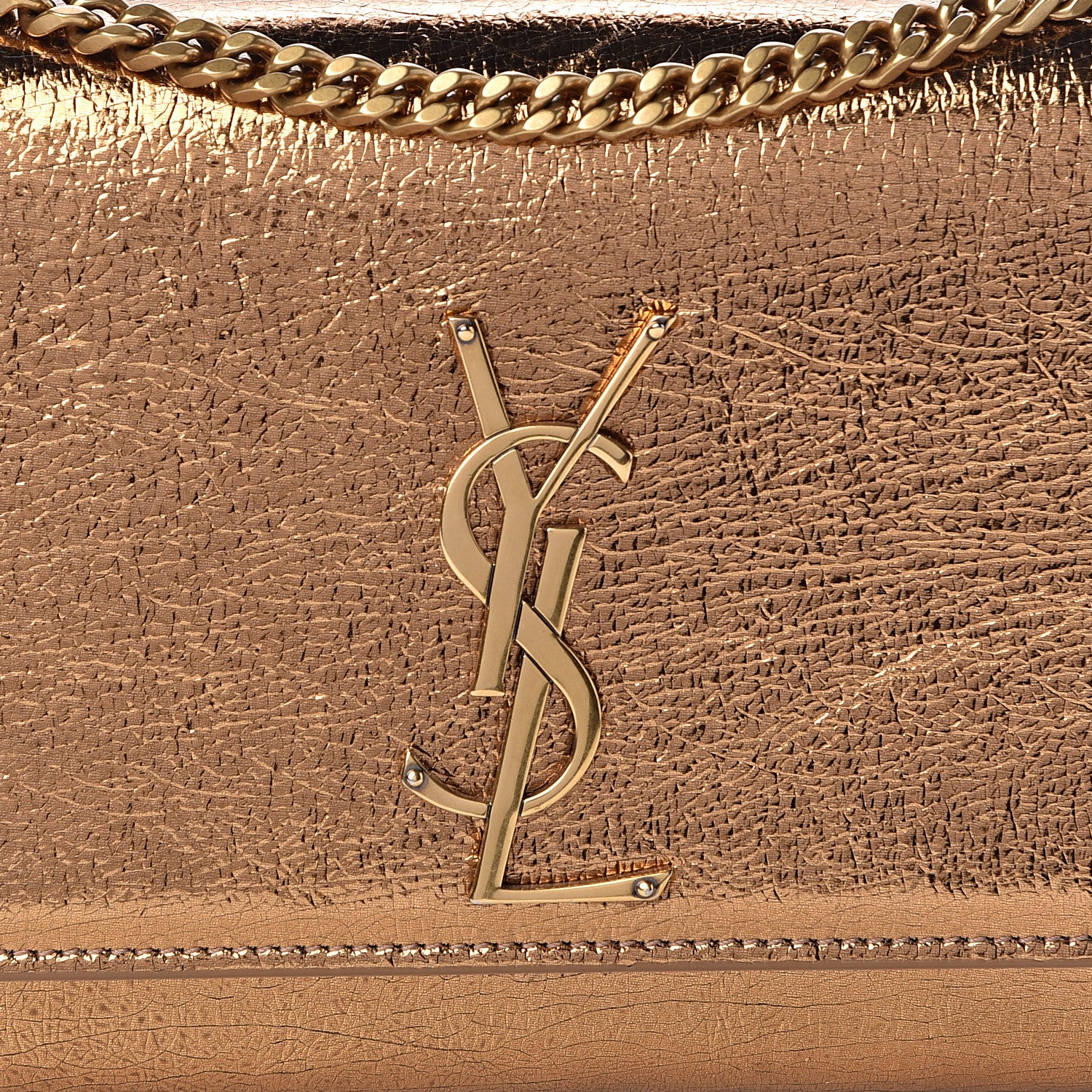 Saint Laurent Metallic Calfskin Small Classic Monogram Kate Satchel Bronze 7 of 9