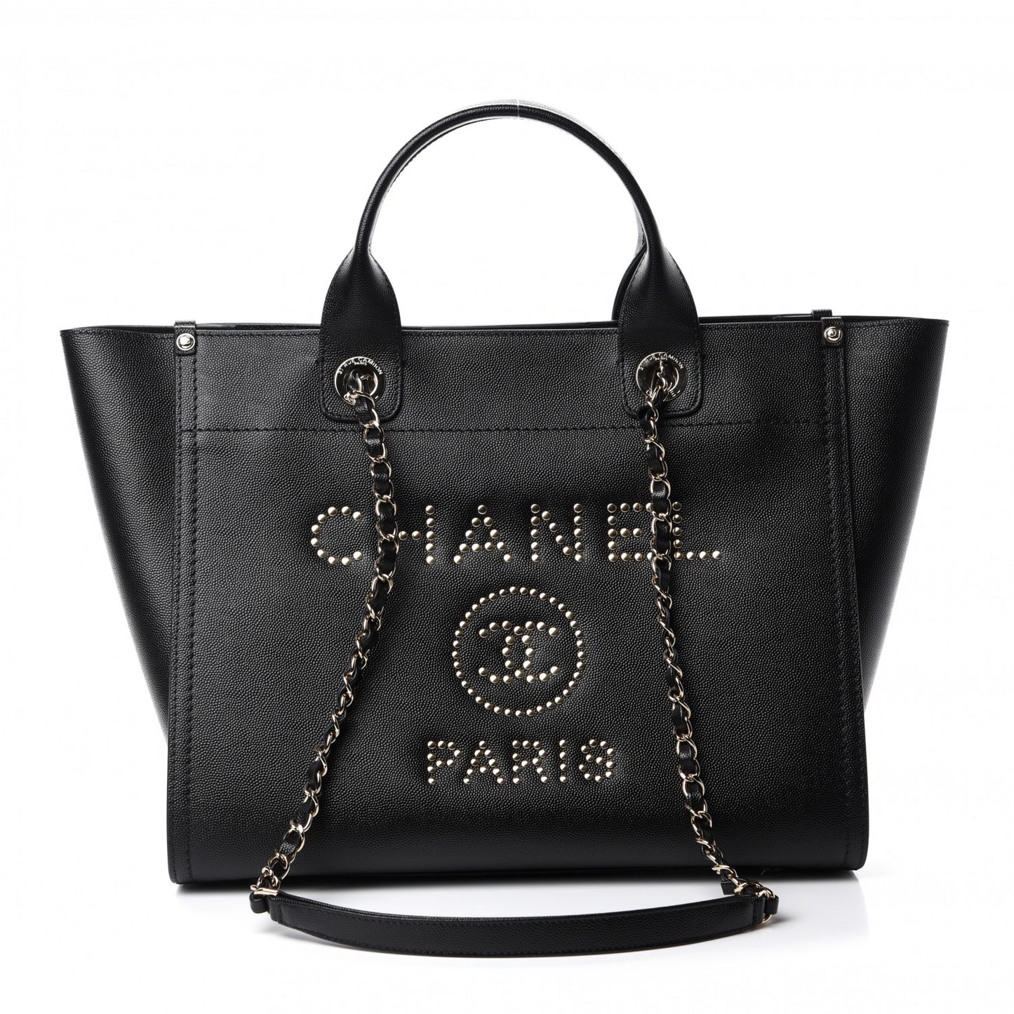 Caviar Small Studded Deauville Tote Black