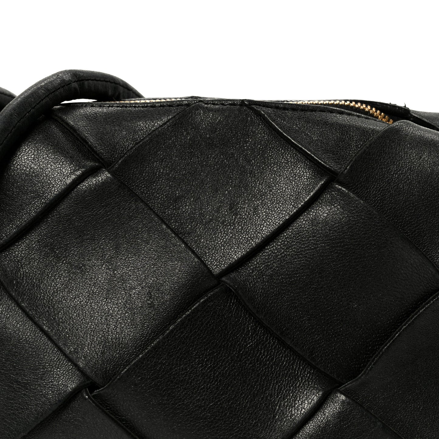 Lambskin Maxi Intreccio Small Cassette Camera Bag Black