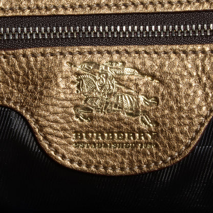 Burberry Metallic Leather House Check Large Manor Tote Gold 7 of 9