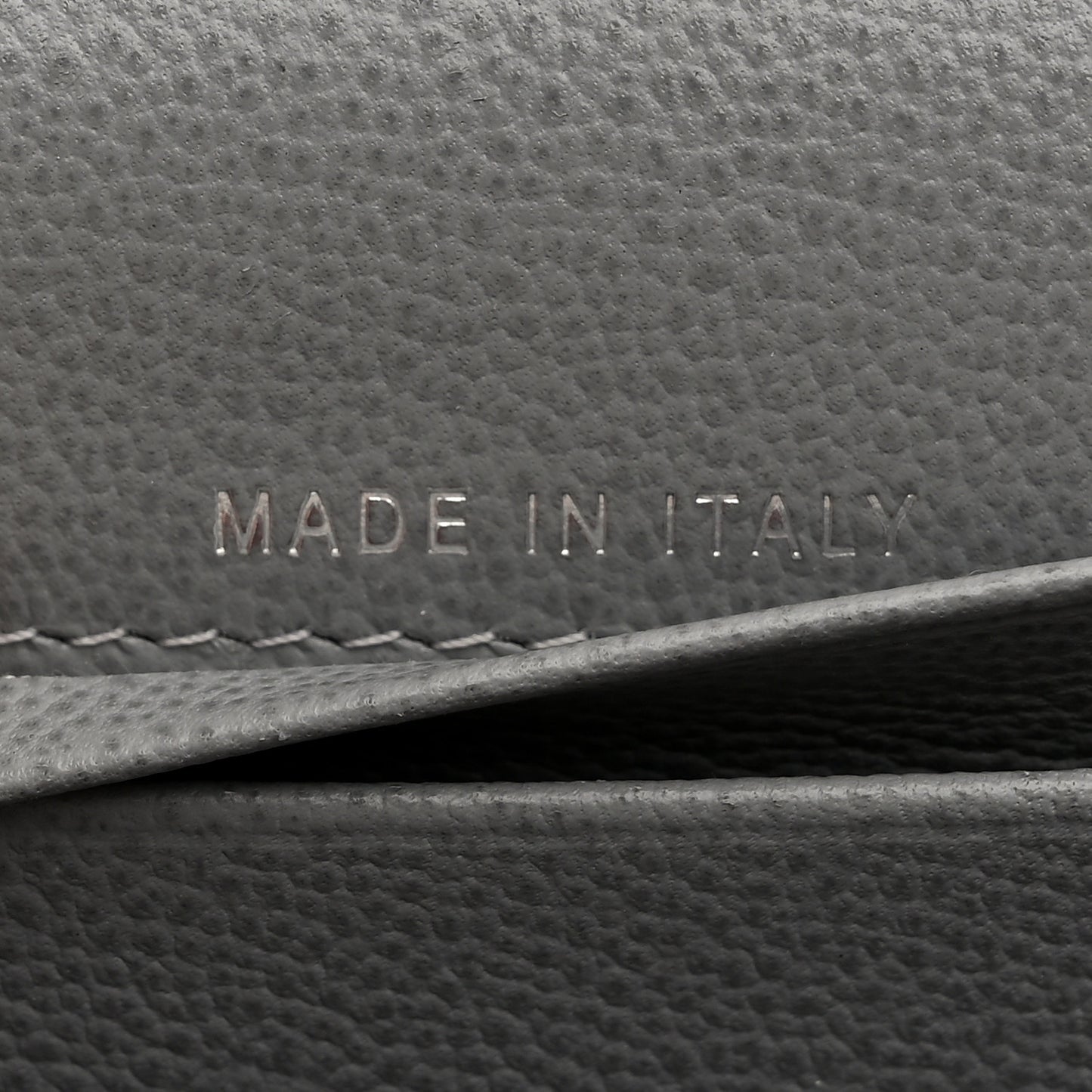 Grained Calfskin Quilted CC Box Flap Wallet Grey
