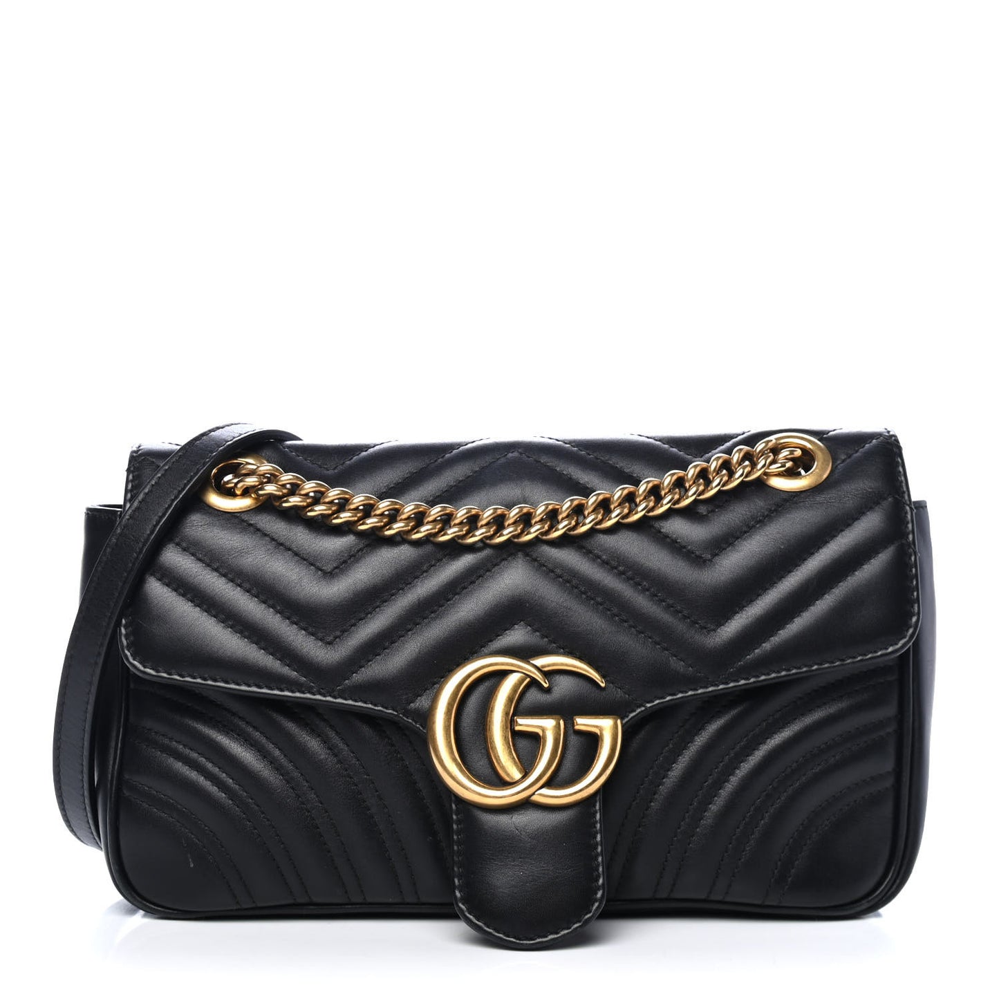 Calfskin Matelasse Small GG Marmont Shoulder Bag Black