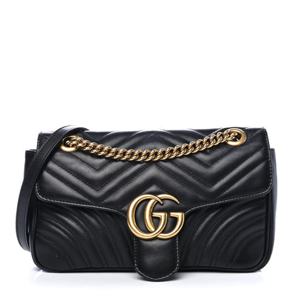 Gucci Calfskin Matelasse Small GG Marmont Shoulder Bag Black 1 of 4