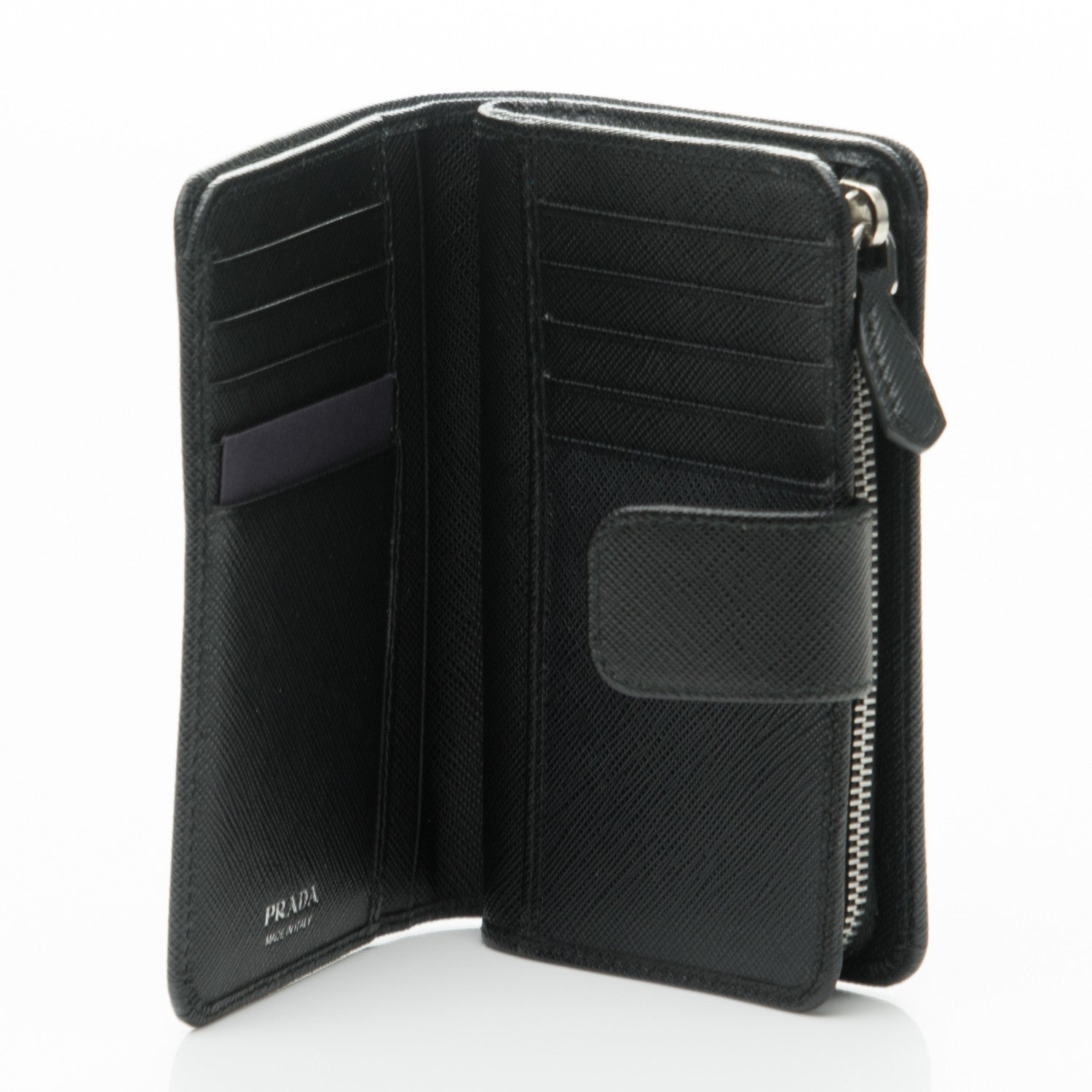 Prada Saffiano Compact Wallet Nero Black 5 of 7