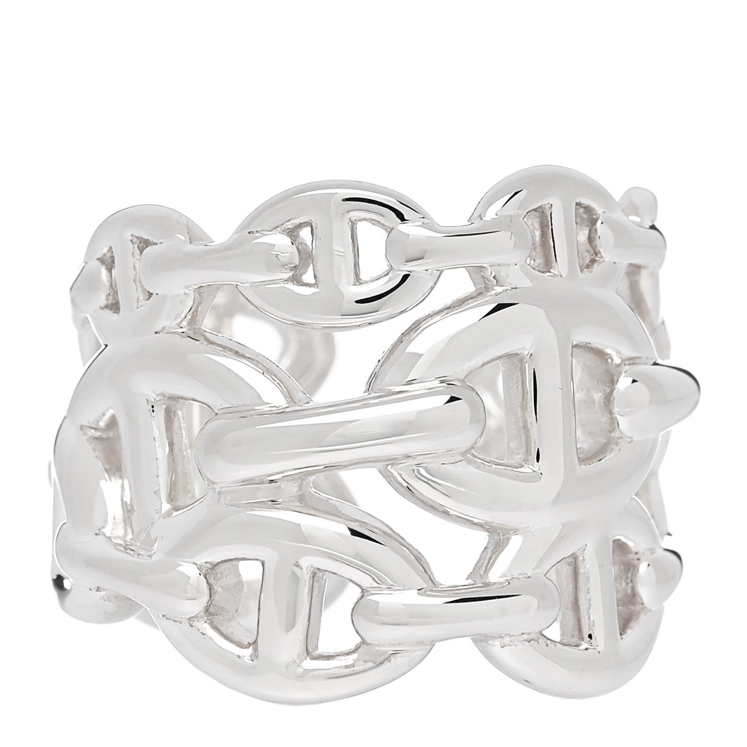 Hermes Sterling Silver GM Chaine d'Ancre Enchainee Band Ring 54 7 1 of 6