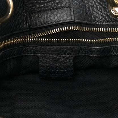 Gucci Pebbled Calfskin Medium Bamboo Shopper Tote Black 5 of 12