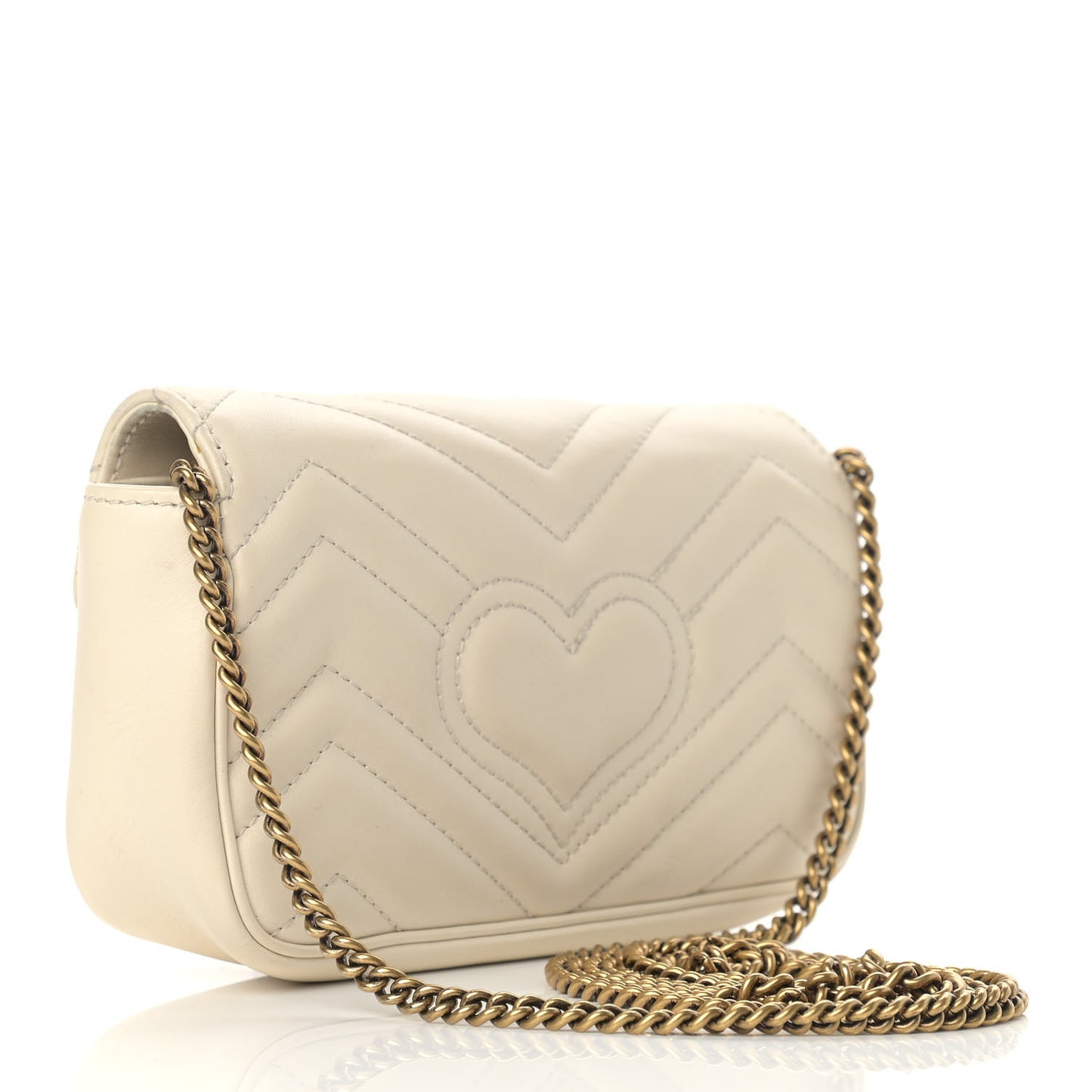 Calfskin Matelasse Super Mini GG Marmont Shoulder Bag White