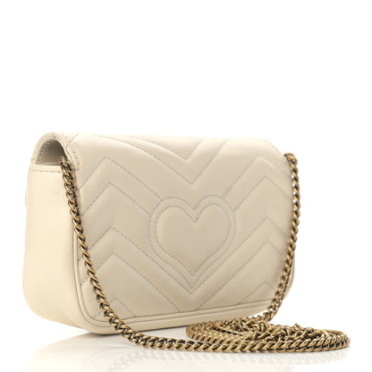 Gucci Calfskin Matelasse Super Mini GG Marmont Shoulder Bag White 3 of 17